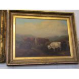 SCHOOL OF RICHARD ANSDELL, oil on canvas "Highland Cattle", 54cm x 74cm