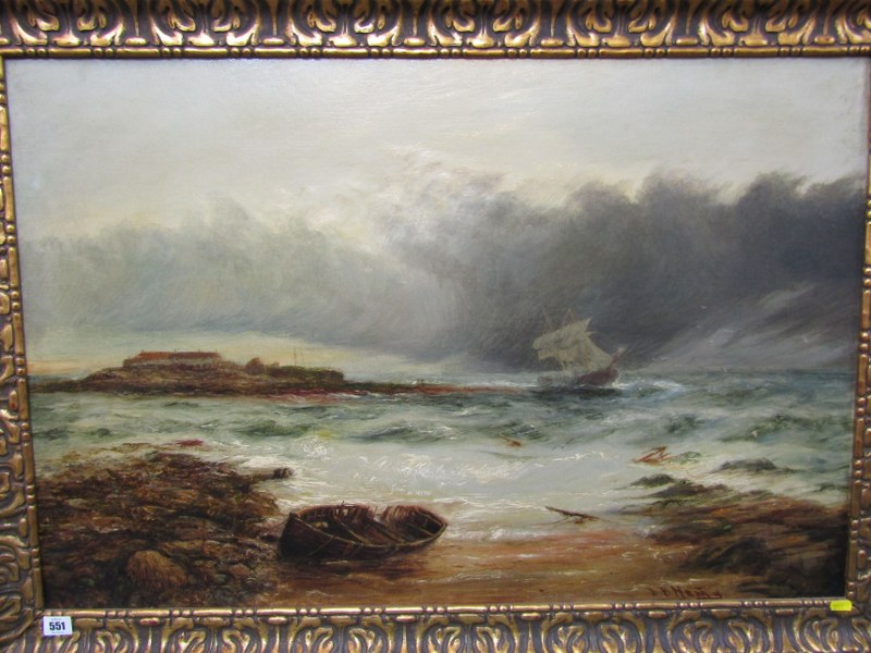 BERNARD BENEDICT HEMY, signed oil on canvas "Storm Over Bates Island" 59cm x 89cm