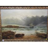 BERNARD BENEDICT HEMY, signed oil on canvas "Storm Over Bates Island" 59cm x 89cm