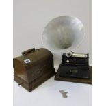 EDISON GEM PHONOGRAPH in original casing, patent 1903 with large collection of wax cylinders,