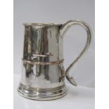 GEORGIAN SHEFFIELD PLATE QUART TANKARD, tapering body with heart terminal handle, 17cm height