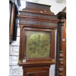 MID 18TH CENTURY 8 DAY LONG CASE CLOCK, by William Bilbie, Chenstoke, brass square face with