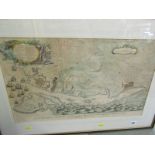 ANTIQUE MAP, "Plan Of The Town & Harbour Of Mahon" 36cm x 61cm