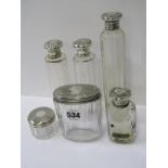 SILVER LIDDED VANITY JARS, collection 6 various cut glass jars with antique silver mounts