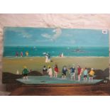 SCHOOL OF FRED YATES, Mark Doggit, monogrammed oil on board "The Rock Pool" 34cm x 65cm