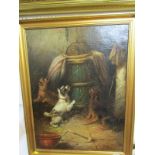 SCHOOL OF GEORGE ARMFIELD, signed oil on canvas "Rat Catchers", 63cm x 46cm