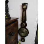 ANTIQUE CORNISH MERCURY BAROMETER by J Ross of Liskeard, satin finish dial with inset convex