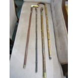 ANTIQUE SWORD STICKS, antler grip sword stick, with 3 others other sword sticks