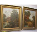 R.DUMONT-SMITH, pair of signed oil paintings on canvas "The Water Mill" & "The Duck Pond" both dated