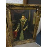 PORTRAIT, copy oil on canvas "Portrait of Mary, Queen of Scots" 89cm x 59