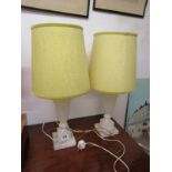 VINTAGE LIGHTING, pair of alabaster square base vase design table lamps