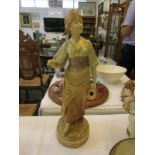 ROYAL DUX -STYLE FIGURE, "Young Lady with Pitcher" (professionally restored) 46cm height