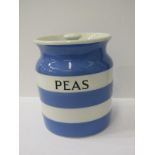 T. G. GREEN, Cornishware lidded jar "Peas", 15cm height