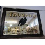 VINTAGE ADVERTISING MIRROR, oak framed tavern mirror, "Truman's Burton Ales", 54cm x 80cm