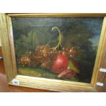 OLD MASTERS CONTINENTAL SCHOOL, oil on canvas "The Still life Of Grapes & Fruit" 25cm x 33cm
