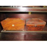 EARLY VICTORIAN TEA CADDIES, 2 mahogany sarcophagus shaped tea caddies (both requiring restoration)