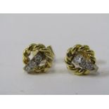 18ct YELLOW GOLD DIAMOND SET ROPE TWIST STYLE EARRINGS