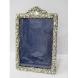 SILVER PHOTO FRAME, Edwardian floral embossed rectangular easel photo frame, Birmingham 1903, 18.5cm