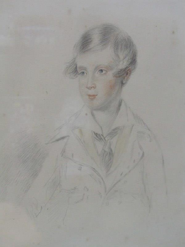 VICTORIAN PORTRAIT, watercolour and pencil portrait of Young Man, 20cm x 17cm - Image 2 of 3