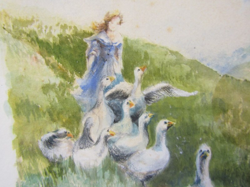 WILLIAM KAY BLACKLOCK, signed watercolour "The Goose Girl", 28cm x 18cm - Image 5 of 6