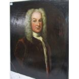 18th CENTURY ENGLISH SCHOOL, oil on canvas "Portrait of a Gentleman in velvet jacket", 77cm x 64cm