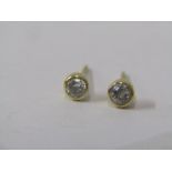 PAIR OF TESTS 18ct YELLOW GOLD & DIAMOND STUD EARRINGS, total diamond weight approx 0.33ct
