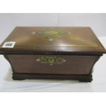 ANTIQUE CIGAR BOX, 19th Century brass inlaid rosewood table top cigar box, together with