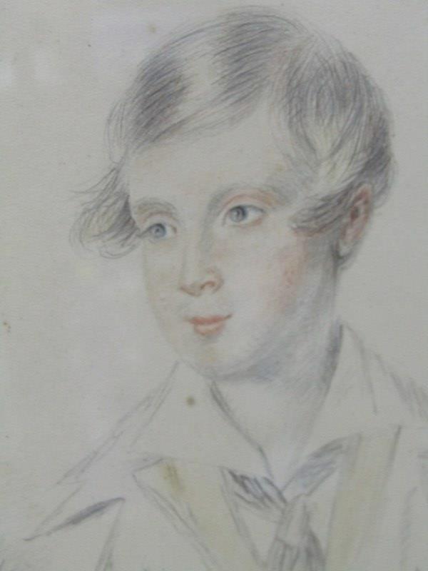 VICTORIAN PORTRAIT, watercolour and pencil portrait of Young Man, 20cm x 17cm - Image 3 of 3