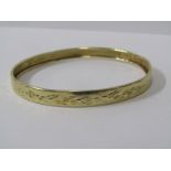 9ct YELLOW GOLD BANGLE, approx 6.4 grams