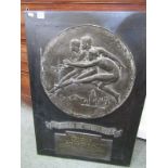 TROPHY PLAQUE, wall mounted "International Dictophone Trophy" awared to L.V. Parkyn, 80cm x 58cm
