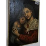 EARLY CONTINENTAL SCHOOL, oil on canvas "Madonna and Child", 34cm x 25cm