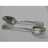GEORGIAN SILVER SERVING SPOONS, fiddle and shell pattern serving spoon, London 1817; together with