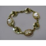 18ct YELLOW GOLD & MOTHER-OF-PEARL HEART DESIGN BRACELET