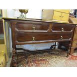 MAPLE & CO MAHOGANY DRESSING CHEST, fielded design 2 short & 1 long drawers with ornate brass drop