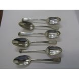 SILVER CUTLERY, collection of 6 Georgian and Victorian Old English pattern table spoons, 442 grams