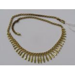 9ct YELLOW GOLD EGYPTIAN COLLAR STYLE NECKLACE, 11.7 grams