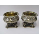 CRYSTAL PALACE 1851 EXHIBITION, a pair of exhibited silver table salts, gilt interior circular