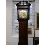 GEORGIAN 8 DAY LONG CASE CLOCK, by Houghton Chorley, gilt square face with satin finish chapter