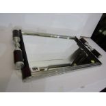 ART DECO DESIGN, mirrored twin handled chrome edged serving tray