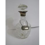 CUT GLASS, silver collared cut glass decanter and stopper