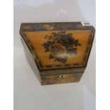 TUNBRIDGE WARE, rosewood bodied floral design table top stationary box, 21cm width
