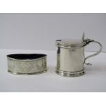 SILVER LIDDED MUSTARD in Georgian design with shell thumb piece, Sheffield 1919, together with