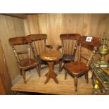 MINIATURE FURNITURE, Coopers arm chairs, also bar back rocker and kitchen chair & occasional table