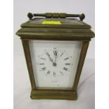 CARRIAGE CLOCK, a quality coiled bar strike, brass cased carriage clock by B.W. Nix of Exeter,