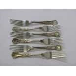 SILVER CUTLERY, set of 6 Kings pattern dinner forks, Sheffield 1961, maker EV, 502 grams