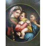 AFTER RAPHAEL, oil on relined canvas "Madonna della Sedia", 64cm x 51cm