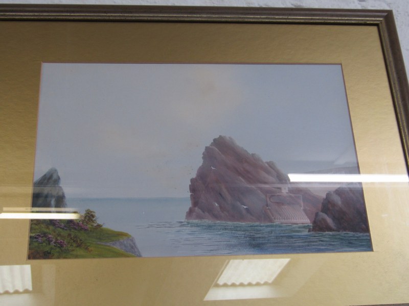 STYLE OF FREDERICK WIDGERY, pair of signed gouaches, "Coastal Scenes", 24cm x 36cm - Image 2 of 3