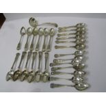 SILVER CUTLERY, collection of Kings pattern tea spoons and ladle, various dates, total weight 774