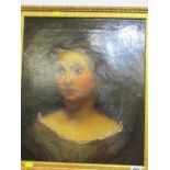19th CENTURY ENGLISH SCHOOL, oil on relined canvas "Portrait of Young Lady", 43cm x 36cm
