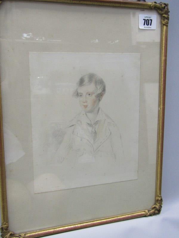 VICTORIAN PORTRAIT, watercolour and pencil portrait of Young Man, 20cm x 17cm